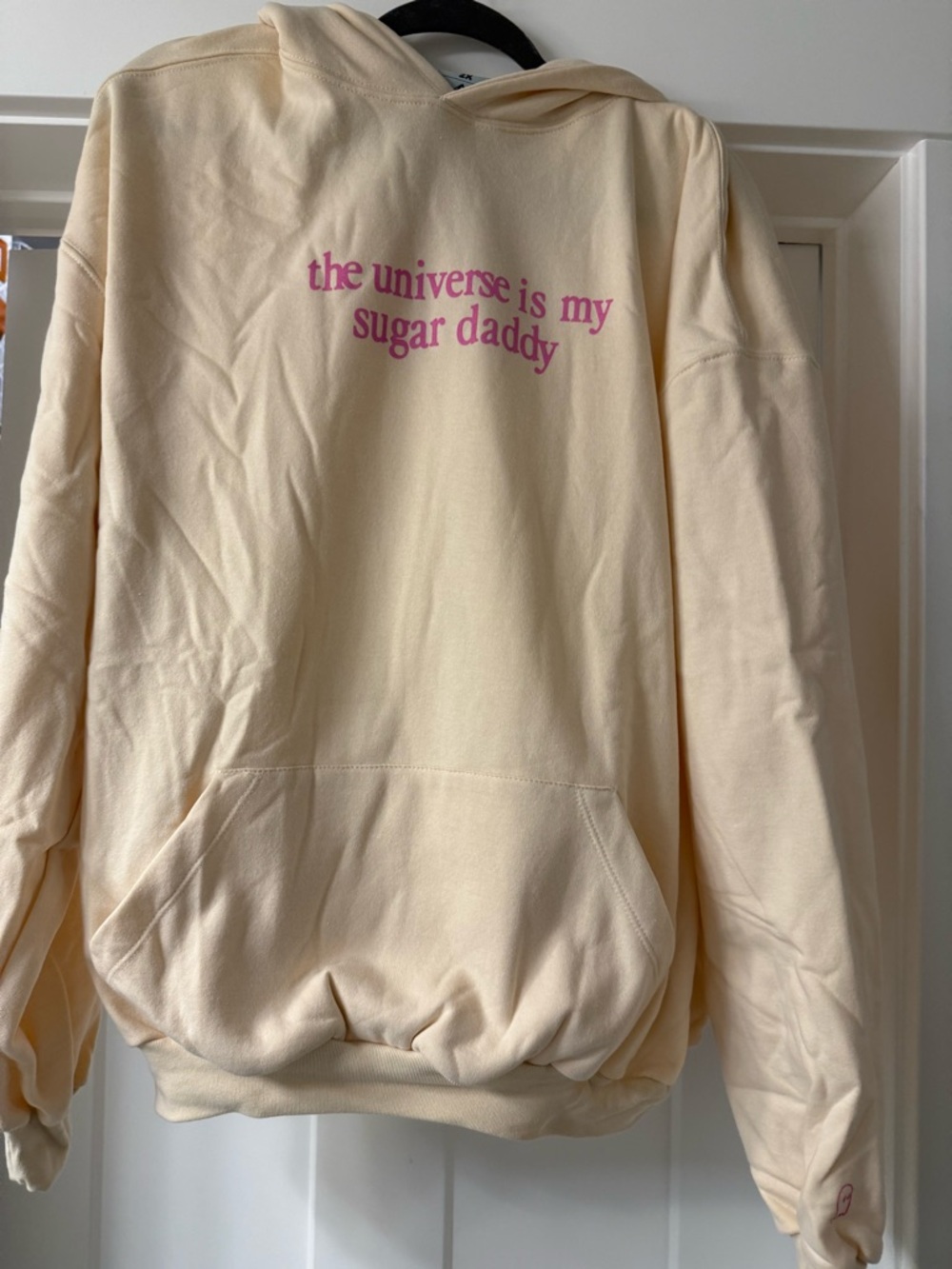 NWT LONELY GHOST The Universe Is My Sugar Daddy Hoodie 2X unisex sizing Tan/pink